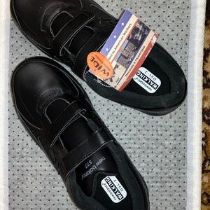 Women size 12D New Balance black Sneakers, velcro closures, New in box with tags